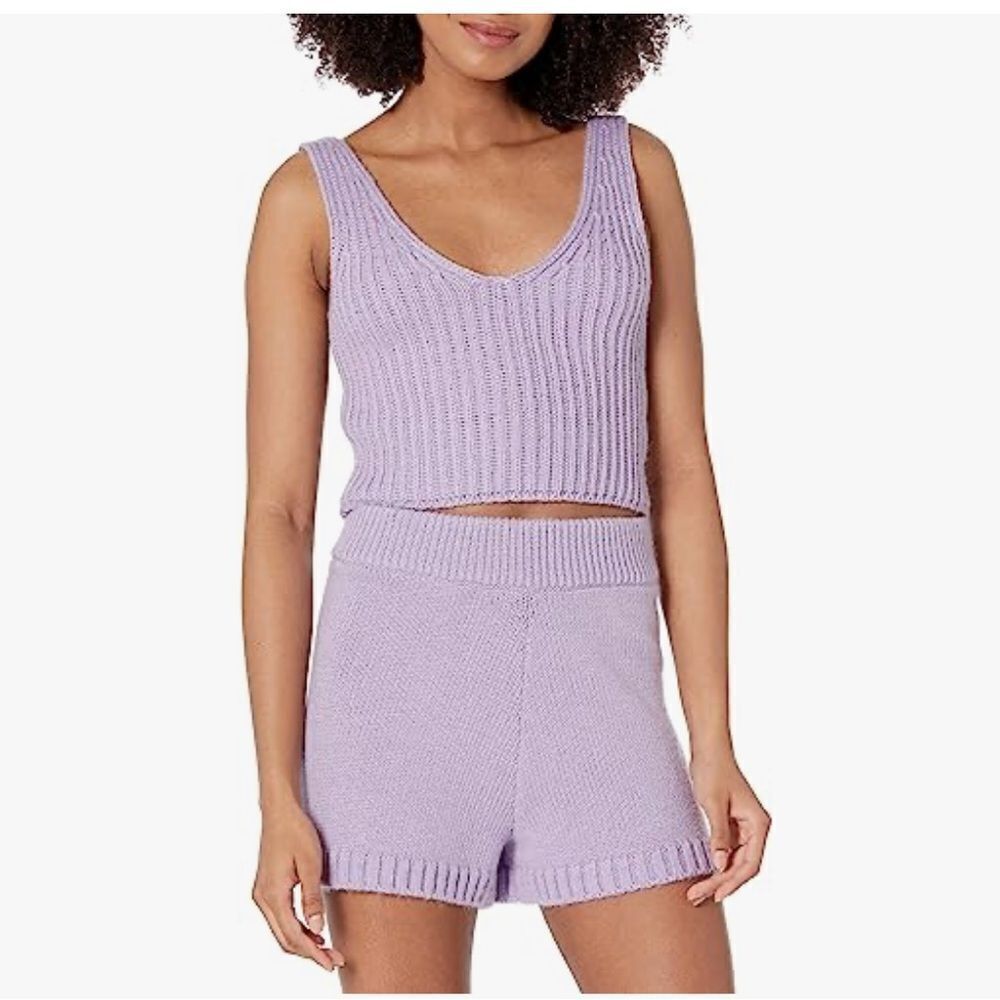 The Drop Women's Sylvie Double V-Neck Textured Rib Cropped Sweater Tank New